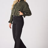 Heath Cropped Denim Jacket – Khaki - JMOJO - Women's Cropped Denim Jackets