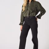 Heath Cropped Denim Jacket – Khaki - JMOJO - Women's Cropped Denim Jackets