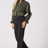 Heath Cropped Denim Jacket – Khaki - JMOJO - Women's Cropped Denim Jackets
