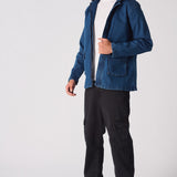 HOODED DENIM JACKET - MID BLUE WASH - JMOJO - Men's Hooded Cargo Denim Jackets