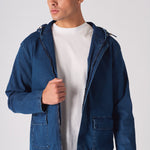 HOODED DENIM JACKET - MID BLUE WASH - JMOJO - Men's Hooded Cargo Denim Jackets