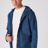 HOODED DENIM JACKET - MID BLUE WASH - JMOJO - Men's Hooded Cargo Denim Jackets