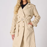 LONGLINE BELTED TRENCH COAT - STONE - JMOJO - Women's Trench Coat