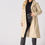 LONGLINE BELTED TRENCH COAT - STONE - JMOJO - Women's Trench Coat