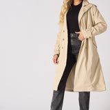 LONGLINE BELTED TRENCH COAT - STONE - JMOJO - Women's Trench Coat