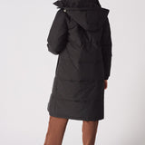 Longline Hooded Puffer Coat - BLACK - JMOJO - Women's puffer coat