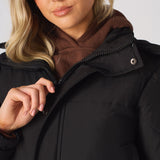 Longline Hooded Puffer Coat - BLACK - JMOJO - Women's puffer coat