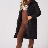 Longline Hooded Puffer Coat - BLACK - JMOJO - Women's puffer coat