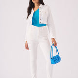 Loom Cropped Denim Jacket – White - JMOJO - Women's Cropped Denim Jackets