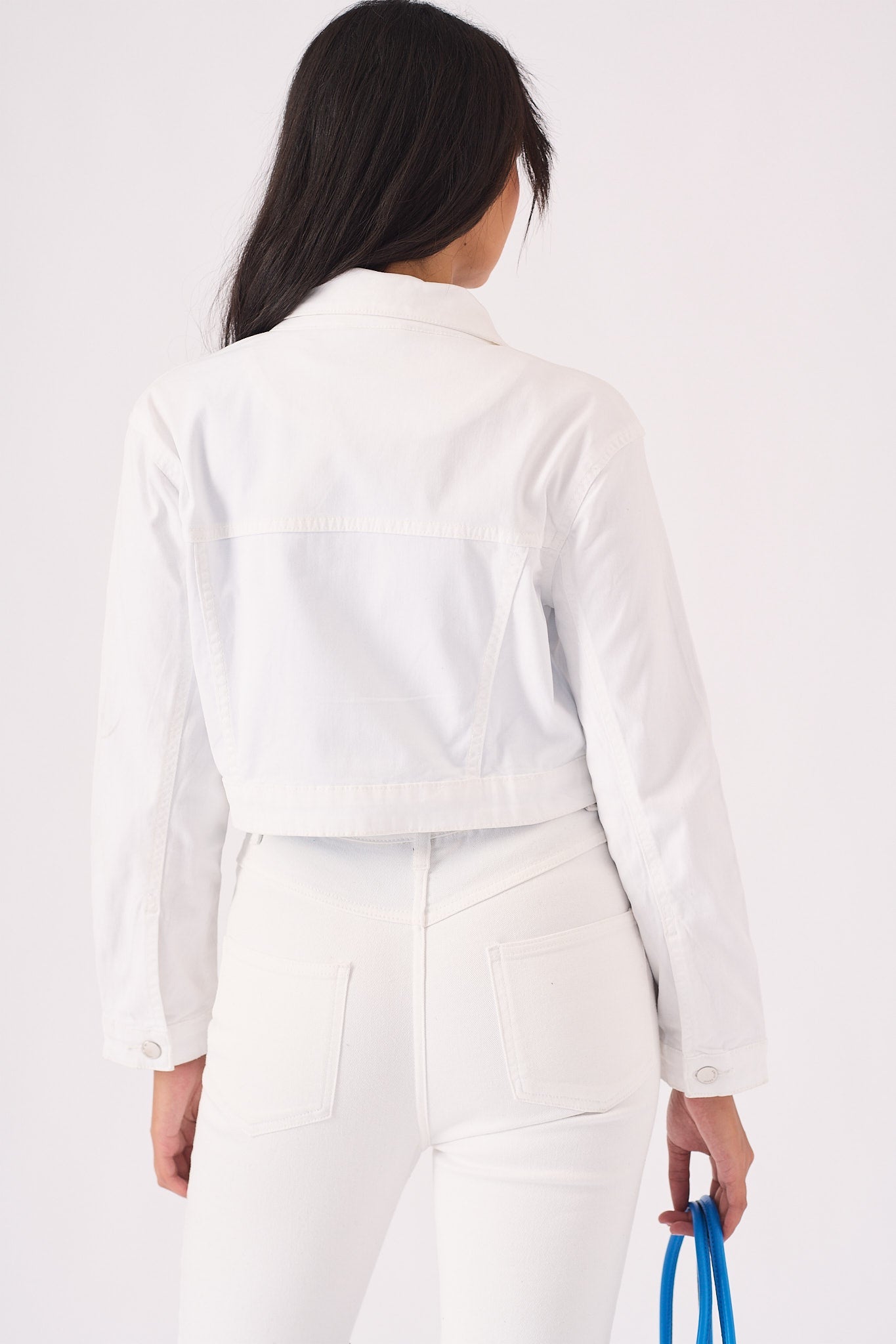 Loom Cropped Denim Jacket – White - JMOJO - Women's Cropped Denim Jackets