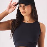 Lyra Athleisure Racer Neck Crop Top – Black - JMOJO - Women's Athleisure Crop Top