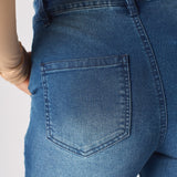 MAIA Ruched High Waisted Flare Jeans - Mid Blue - JMOJO - Women's Flare Jeans