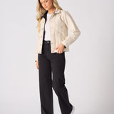 Mason 2 - in - 1 Reversible Denim Jacket – Beige & Black - JMOJO - Women's Denim Jacket Reversible