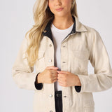 Mason 2 - in - 1 Reversible Denim Jacket – Beige & Black - JMOJO - Women's Denim Jacket Reversible