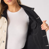 Mason 2 - in - 1 Reversible Denim Jacket – Beige & Black - JMOJO - Women's Denim Jacket Reversible