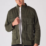 MILITARY DENIM JACKET - GREEN - JMOJO - Men's Cargo Denim Jackets