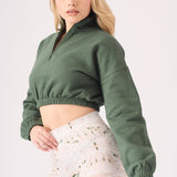 Noor Half Zip Sweatshirt – Green - JMOJO - Women's Copped Sweatshirts