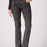 NYXIA High Waisted Fitted Flare Jeans - Black Acid Wash - JMOJO - Women's Flare Jeans