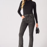 NYXIA High Waisted Fitted Flare Jeans - Black Acid Wash - JMOJO - Women's Flare Jeans