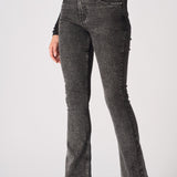 NYXIA High Waisted Fitted Flare Jeans - Black Acid Wash - JMOJO - Women's Flare Jeans