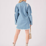 OVERSIZED DENIM SHIRT - LIGHT BLUE - JMOJO - Women's Oversize Denim Shirts