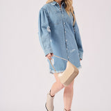 OVERSIZED DENIM SHIRT - LIGHT BLUE - JMOJO - Women's Oversize Denim Shirts