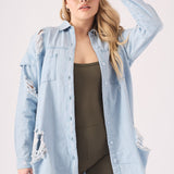 OVERSIZED DENIM SHIRT - LIGHT BLUE - JMOJO - Women's Oversize Denim Shirts