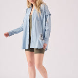OVERSIZED DENIM SHIRT - LIGHT BLUE - JMOJO - Women's Oversize Denim Shirts