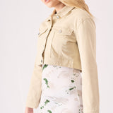 Pebble Cropped Denim Jacket – Stone - JMOJO - Women's Cropped Denim Jackets