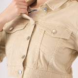 Pebble Cropped Denim Jacket – Stone - JMOJO - Women's Cropped Denim Jackets