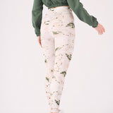 PRINTED DIPPED WAISTBAND LEGGINGS - GREEN STONE - JMOJO - Women's Athleisure Printed Legging