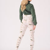 PRINTED DIPPED WAISTBAND LEGGINGS - GREEN STONE - JMOJO - Women's Athleisure Printed Legging