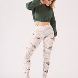 PRINTED DIPPED WAISTBAND LEGGINGS - GREEN STONE - JMOJO - Women's Athleisure Printed Legging