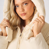 Puffer Hooded Jacket - Beige - JMOJO - Women's puffer
