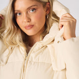 Puffer Hooded Jacket - Beige - JMOJO - Women's puffer