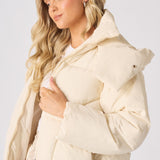 Puffer Hooded Jacket - Beige - JMOJO - Women's puffer