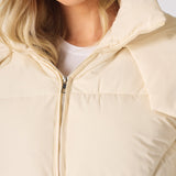 Puffer Hooded Jacket - Beige - JMOJO - Women's puffer