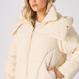 Puffer Hooded Jacket - Beige - JMOJO - Women's puffer