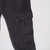 RELAXED FIT CARGO JEANS - BLACK - JMOJO - Men's Cargo Jeans