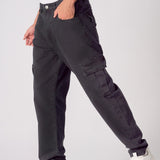RELAXED FIT CARGO JEANS - BLACK - JMOJO - Men's Cargo Jeans