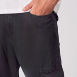 RELAXED FIT CARGO JEANS - BLACK - JMOJO - Men's Cargo Jeans