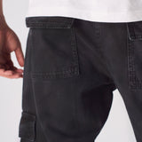 RELAXED FIT CARGO JEANS - BLACK - JMOJO - Men's Cargo Jeans