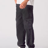 RELAXED FIT CARGO JEANS - BLACK - JMOJO - Men's Cargo Jeans