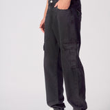 RELAXED FIT CARGO JEANS - BLACK - JMOJO - Men's Cargo Jeans