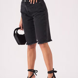 Selma Longline Denim Jorts – Black - JMOJO - Women's Denim Shorts