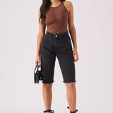 Selma Longline Denim Jorts – Black - JMOJO - Women's Denim Shorts