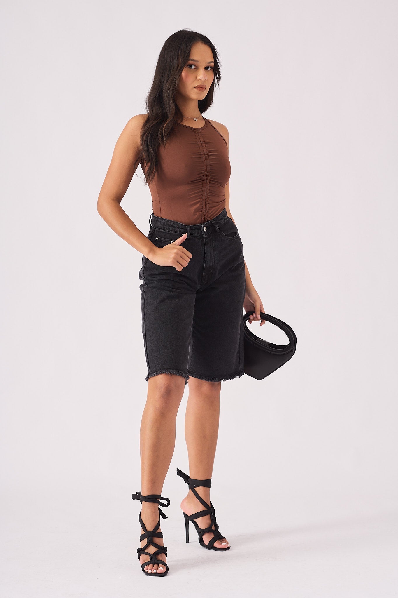 Selma Longline Denim Jorts – Black - JMOJO - Women's Denim Shorts