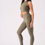 Sienna Deep Waistband Legging – Khaki - JMOJO - Women's Athleisure Leggings