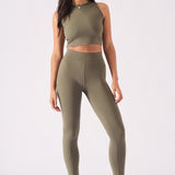 Sienna Deep Waistband Legging – Khaki - JMOJO - Women's Athleisure Leggings