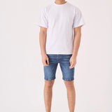 SKINNY DENIM SHORTS - MID BLUE - JMOJO - Men's Denim Shorts